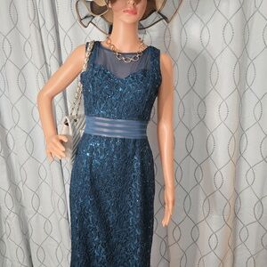 Elegant Blue Lace Dress